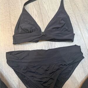 Black Women's Two-Piece Halter Swim Set